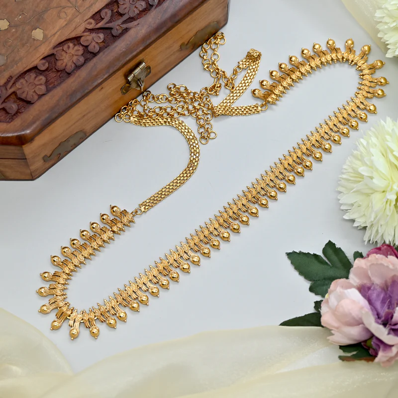 Real Gold Look Flexible Double Paisley Bridal Hipchain